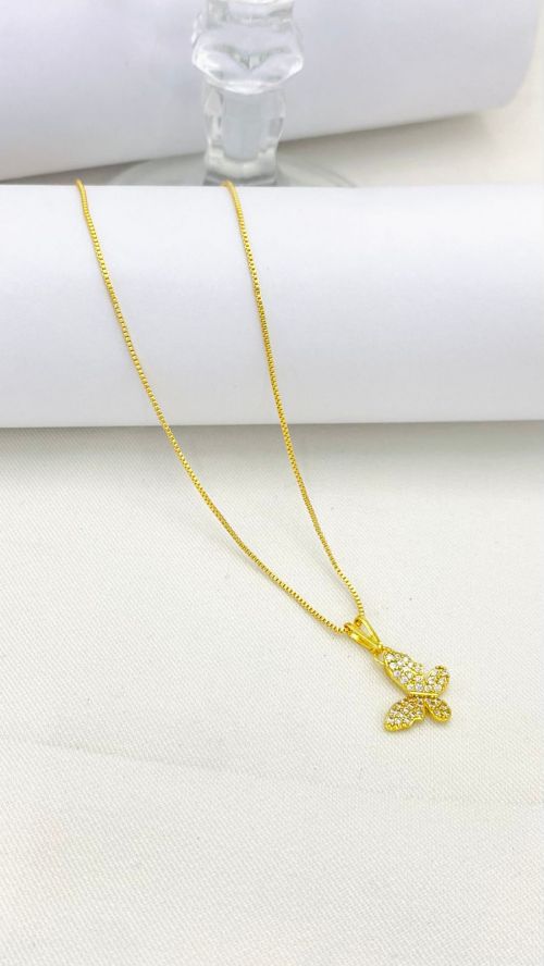 Colar Borboleta Iluminar Dourado