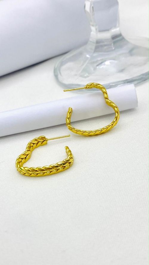 Argola Cora��o Tran�ado Dourado