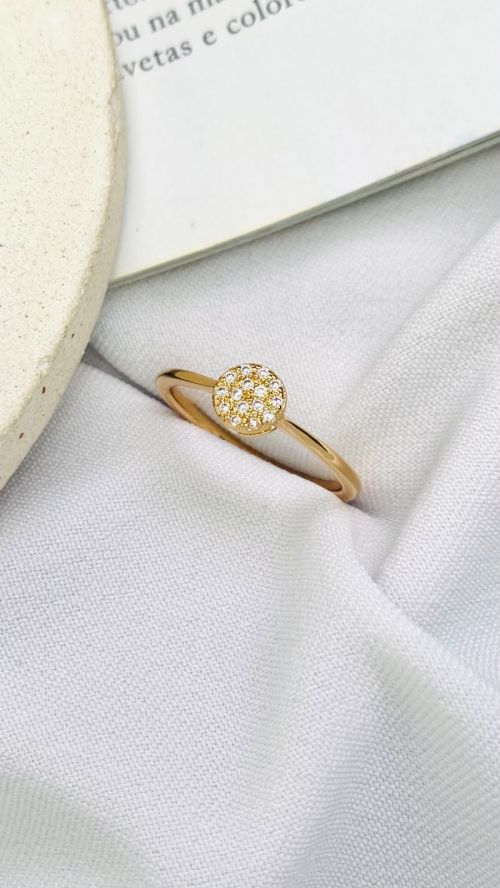 Anel Circulo Brilhante Dourado