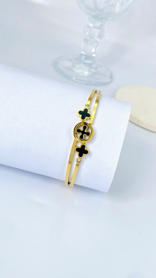 Bracelete Inspira��o Louis Vuitton Dourado A�o Inox