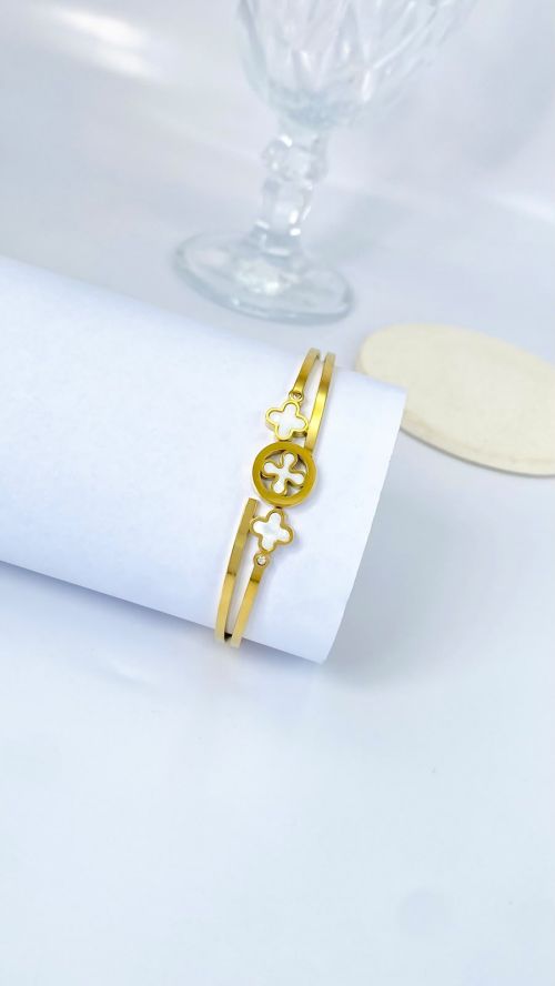 Bracelete Inspira��o Louis Vuitton Dourado A�o Inox