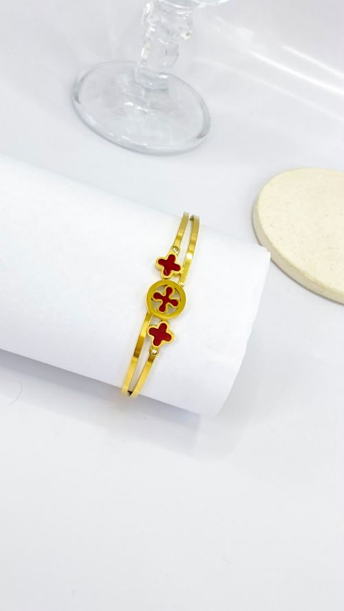 Bracelete Inspira��o Louis Vuitton Dourado A�o Inox