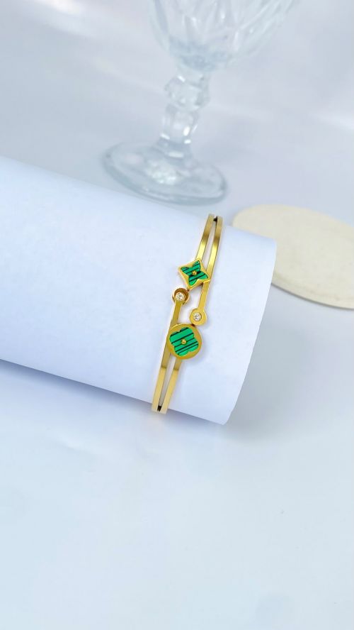 Bracelete Flor de Luxo Dourado A�o Inox Dourado