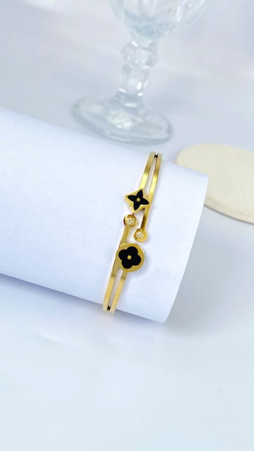 Bracelete Flor de Luxo Dourado A�o Inox Dourado