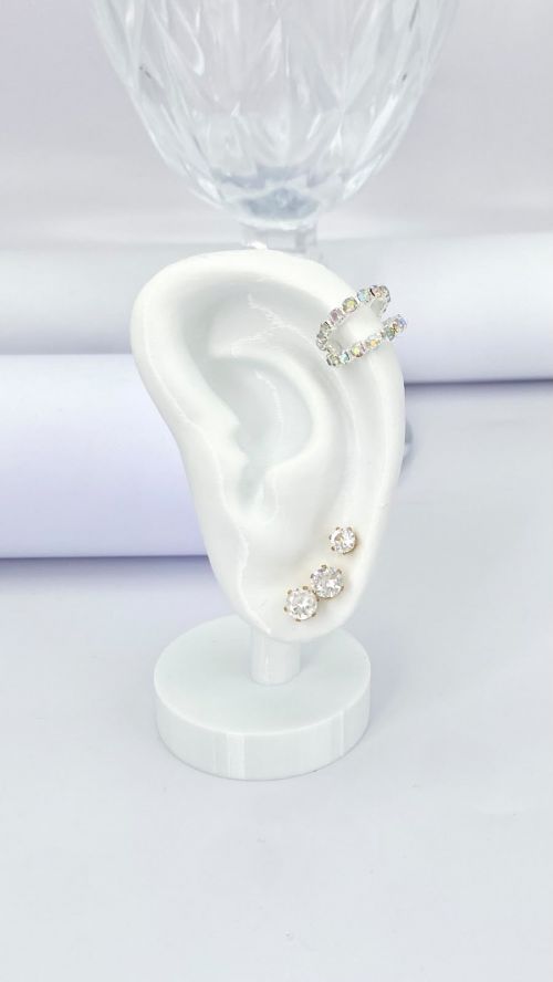 Piercing Fake Duas Voltas Cravejado Prata