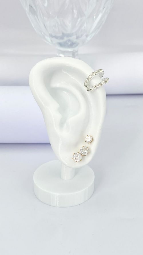 Piercing Fake Duas Voltas Cravejado Prata