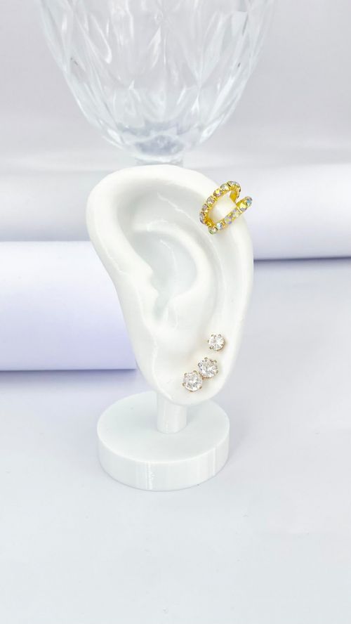 Piercing Duas Voltas Cravejado Dourado
