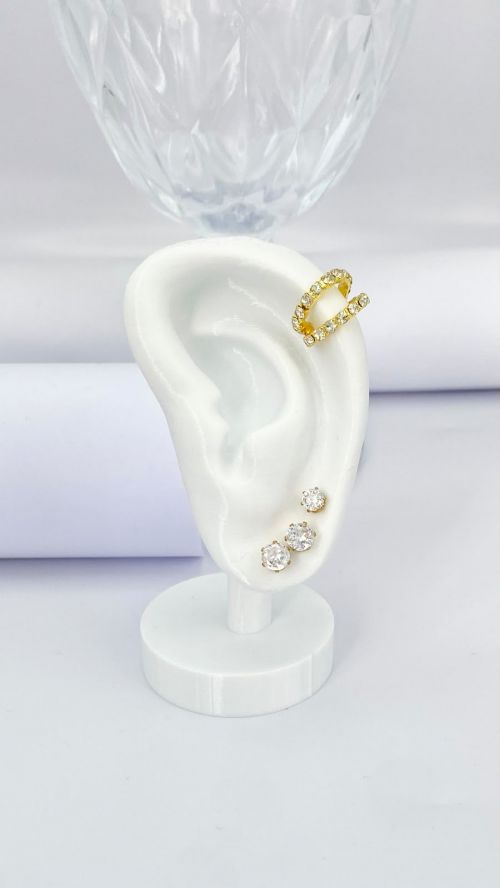 Piercing Duas Voltas Cravejado Dourado