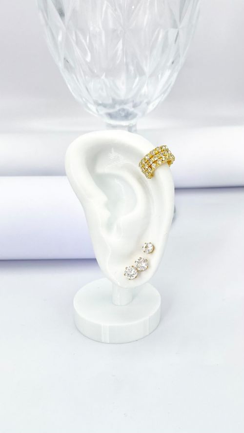 Piercing Fake Tr�s Voltas Cravejado Dourado