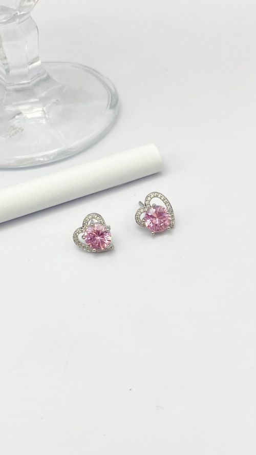 Brinco Cora��o de Cristal Prata