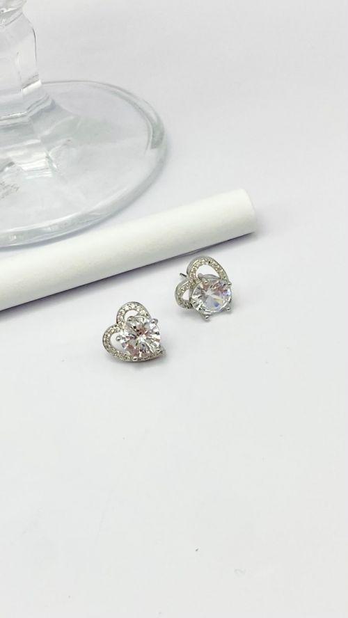 Brinco Cora��o de Cristal Dourado