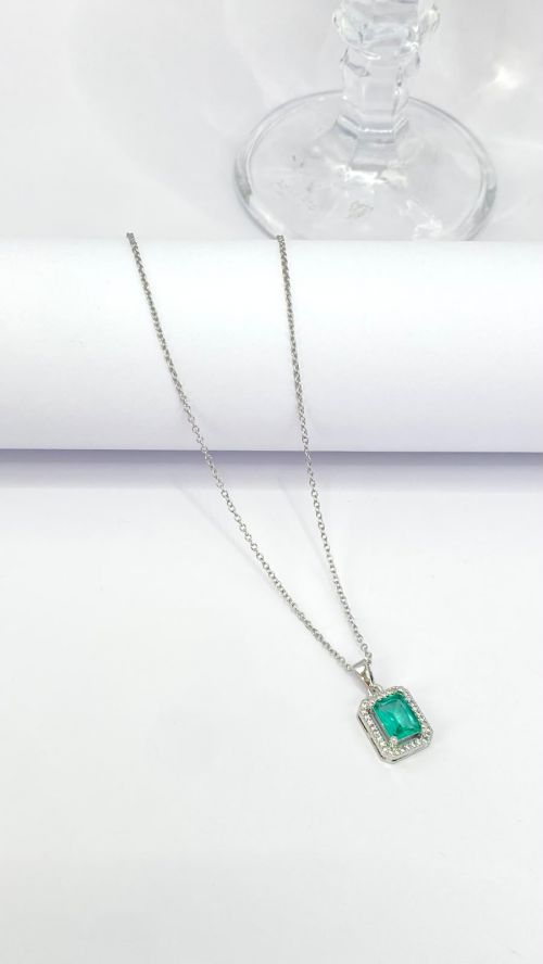 Colar Glow Quadrado Prata A�o Inox
