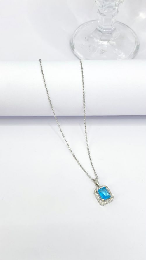 Colar Glow Quadrado Prata A�o Inox