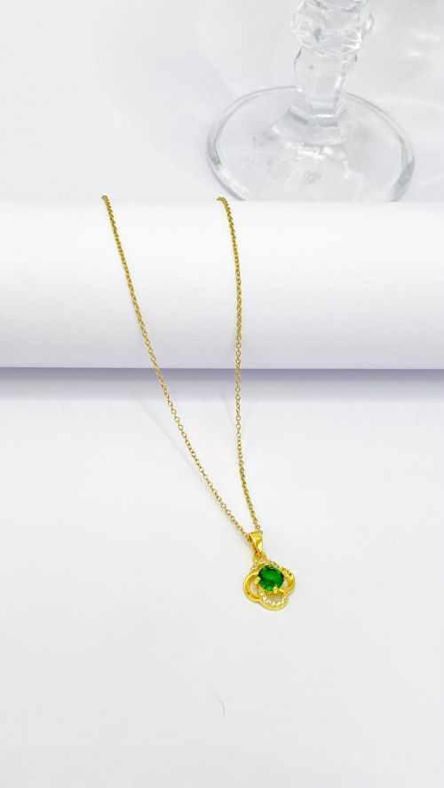 Colar Flor Amor Perfeito Dourado A�o Inox