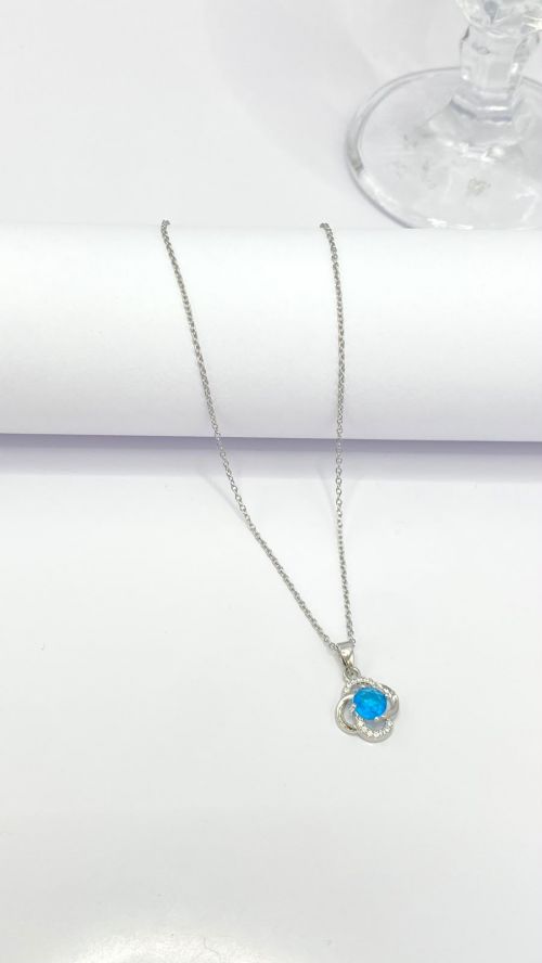 Colar Flor Amor Perfeito Prata A�o Inox