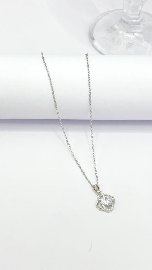 Colar Flor Amor Perfeito Prata A�o Inox