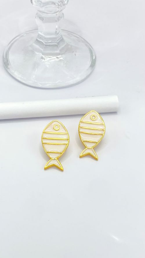 Brinco Peixe Rivieira Esmaltado Dourado
