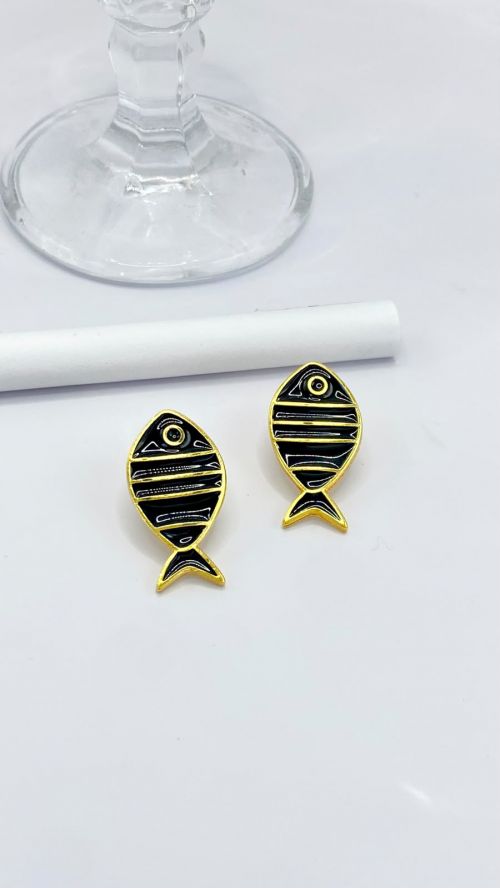 Brinco Peixe Rivieira Esmaltado Dourado