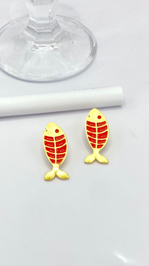 Brinco Peixinho Maresia Esmaltado Dourado