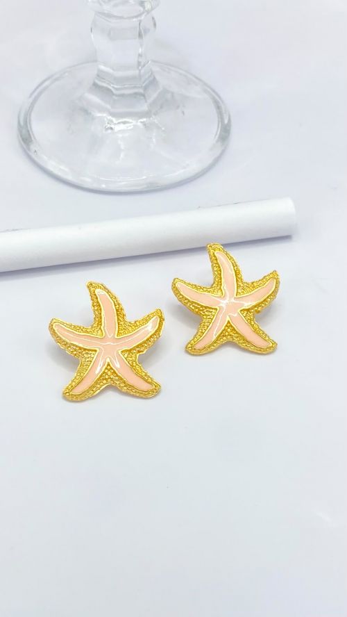 Brinco Estrela Praiana Esmaltado Dourado