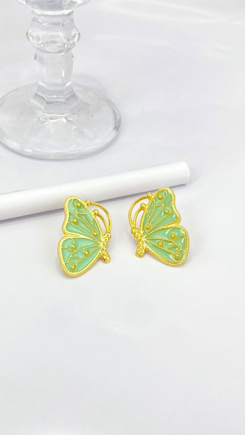 Brinco Borboleta Esmaltada Dourado