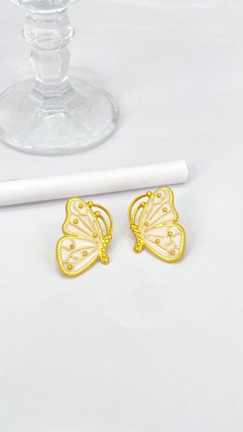 Brinco Borboleta Esmaltada Dourado
