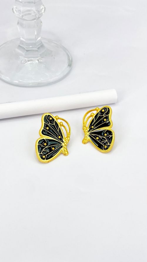 Brinco Borboleta Esmaltada Dourado