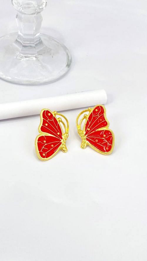 Brinco Borboleta Esmaltada Dourado