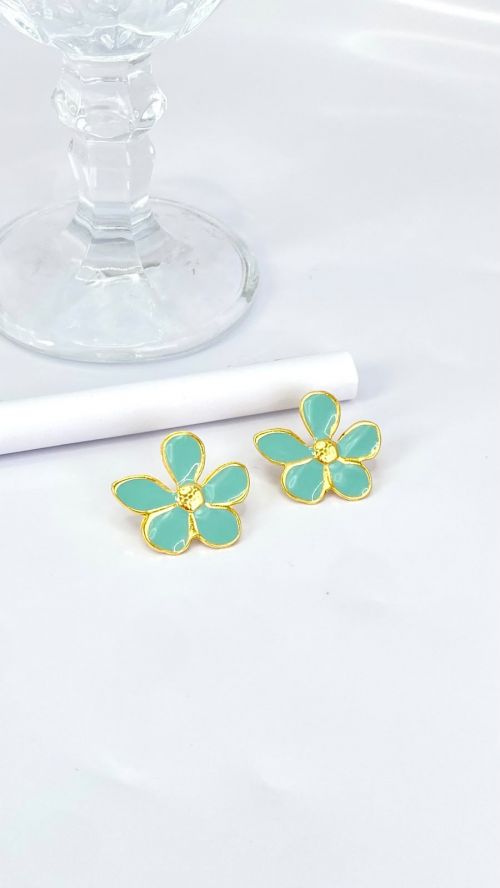 Brinco Flor Bela Esmaltado Dourado