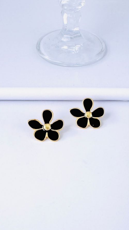 Brinco Flor Bela Esmaltado Dourado