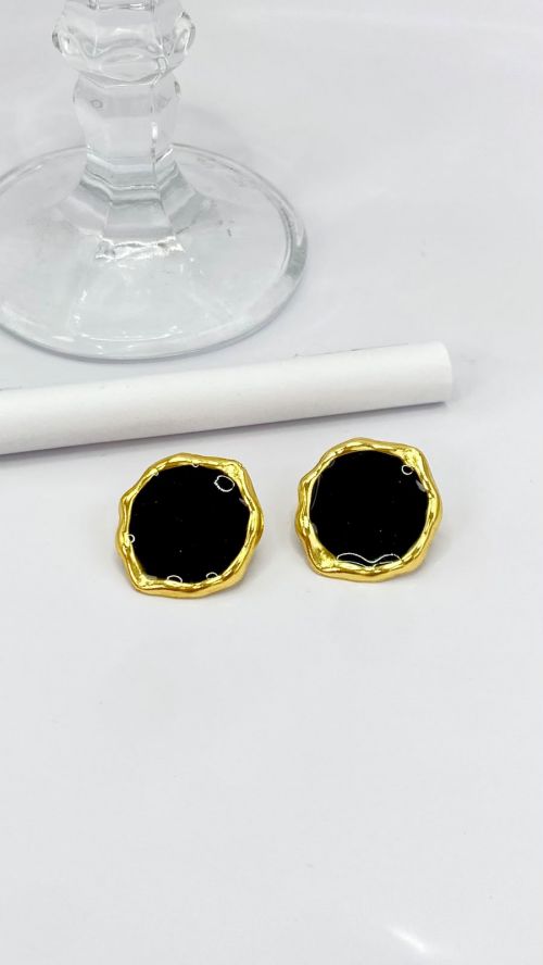 Brinco Circulo Organico Esmaltado Dourado