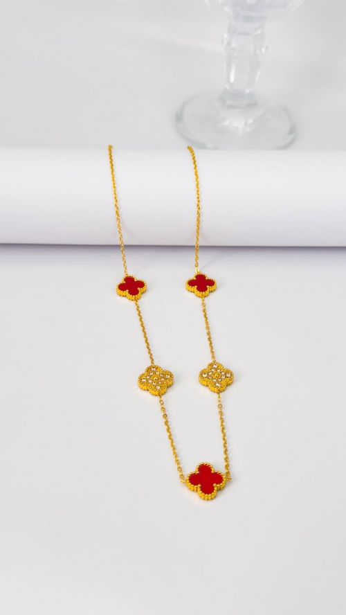 Chocker Trevo Cristal Virginia Dourado