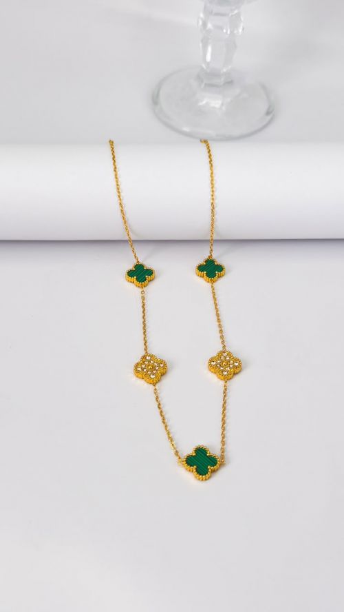 Chocker Trevo Cristal Virginia Dourado