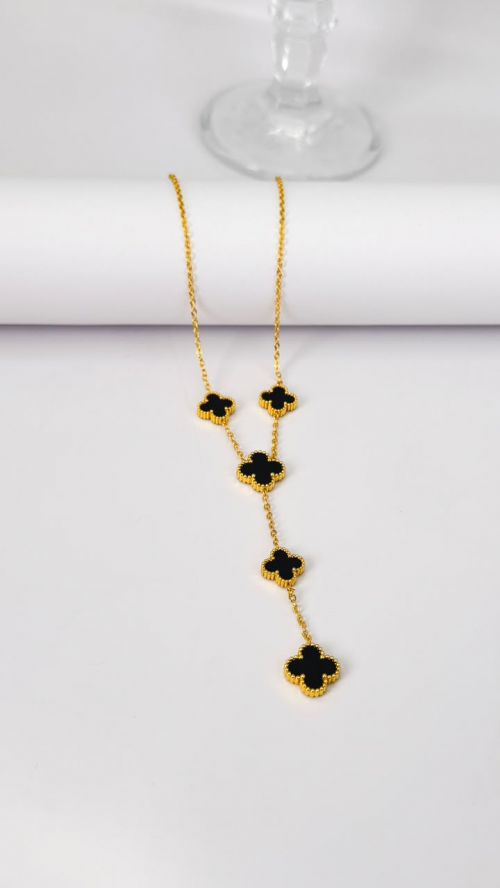 Chocker Gravata Trevo Virginia Dourado A�o Inox