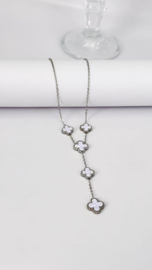 Chocker Trevo Gravata Virginia Prata A�o Inox
