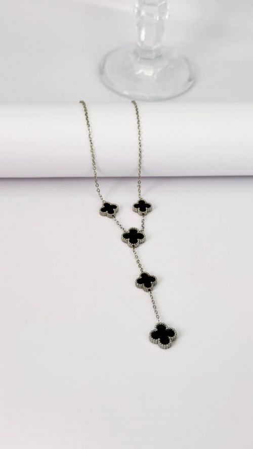 Chocker Trevo Gravata Virginia Prata A�o Inox