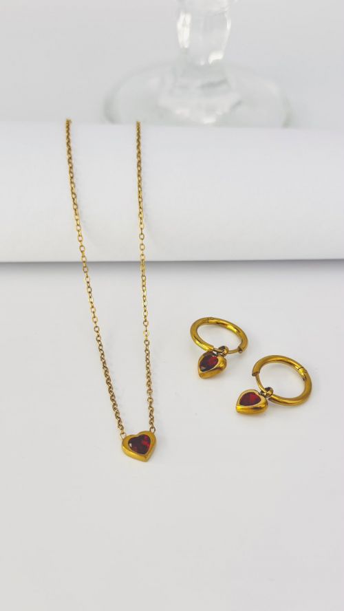 Conjunto  Cora��o em A�o Inoxid�vel