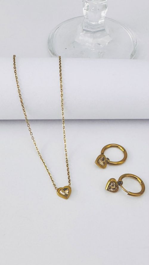 Conjunto  Cora��o em A�o Inoxid�vel