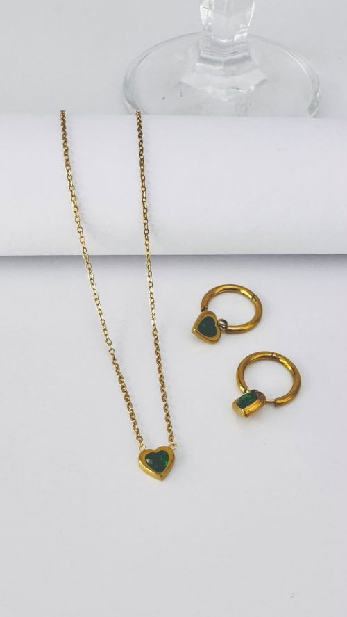 Conjunto  Cora��o em A�o Inoxid�vel
