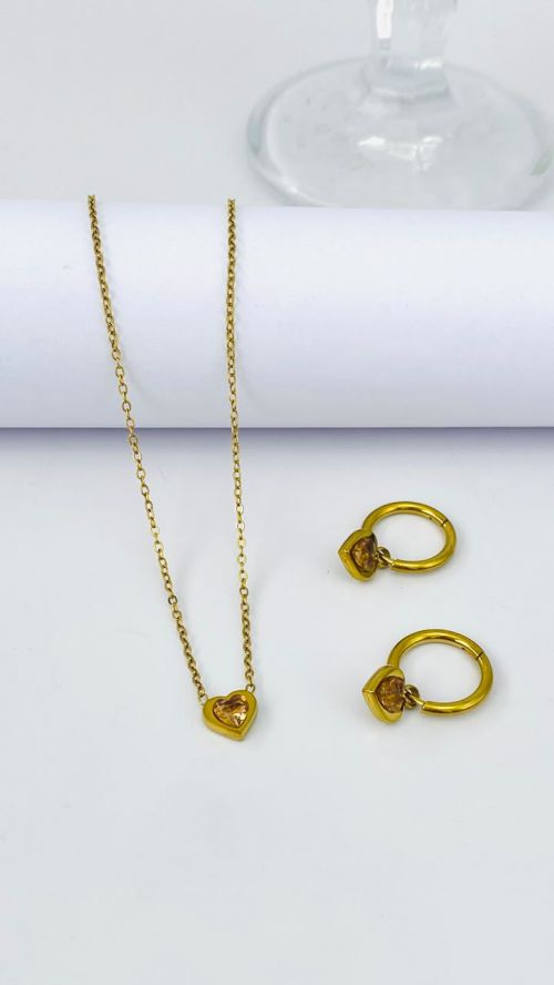 Conjunto  Cora��o em A�o Inoxid�vel