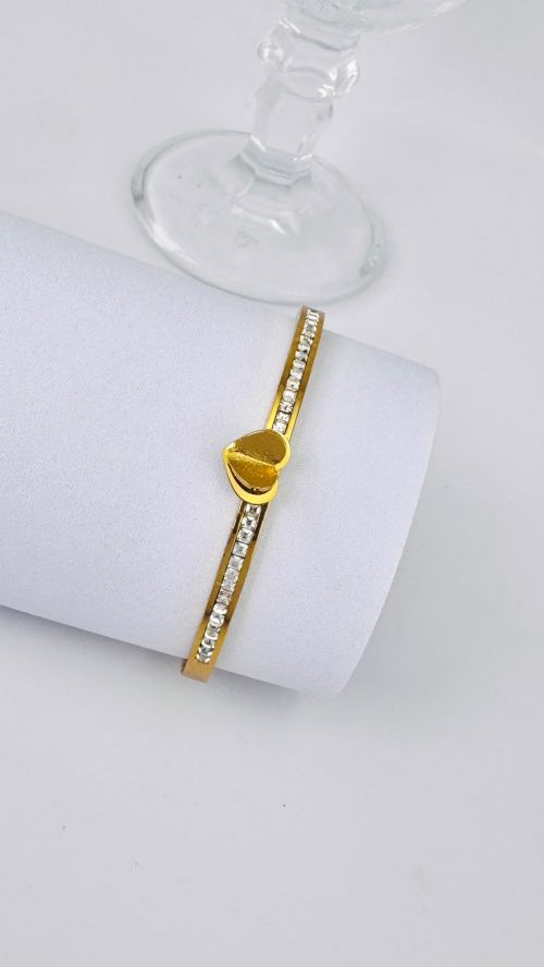 Bracelete Cora��o Diamante Dourado