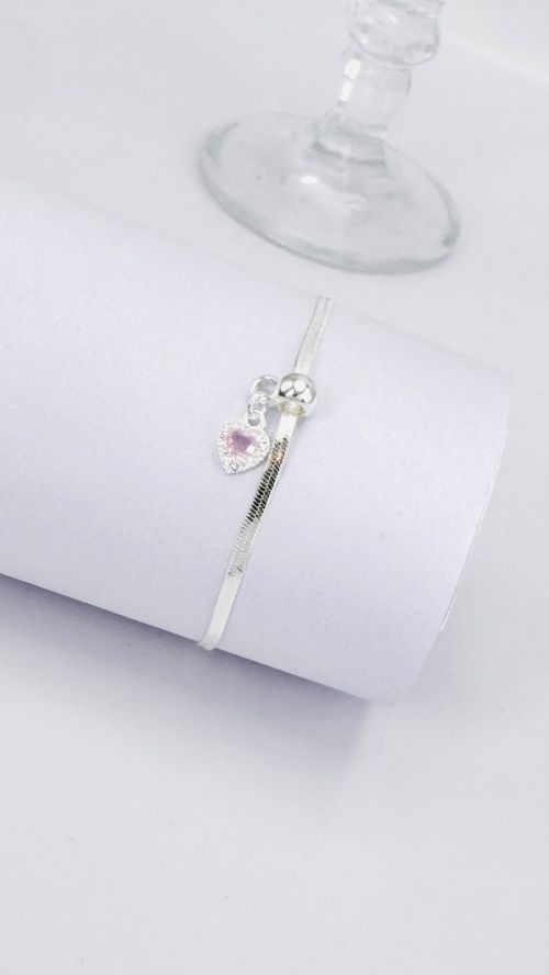 Pulseira Fita Cora��o Realeza Prata