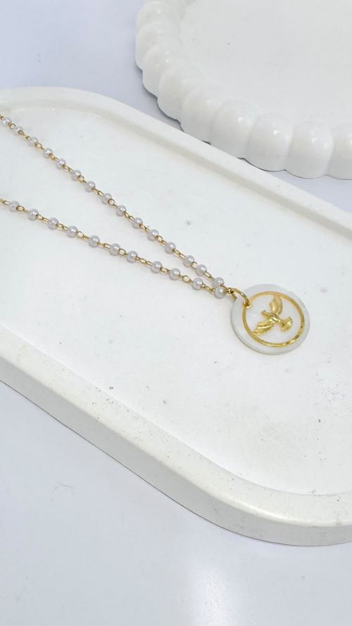 Chocker Perola Espirito Santo Dourado