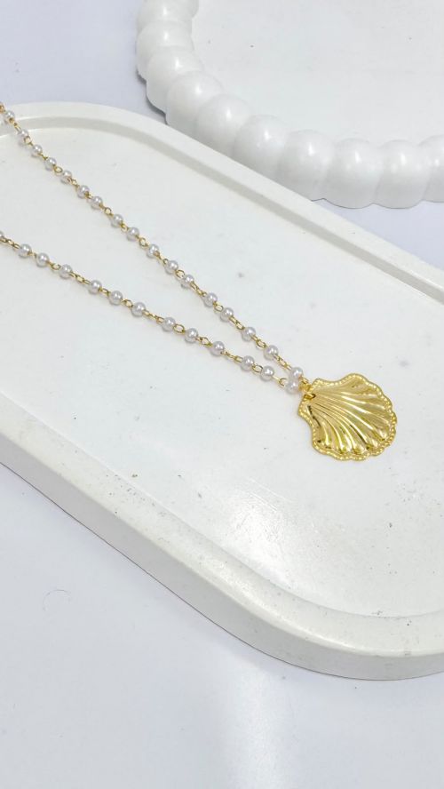Chocker Perola Concha Dourado