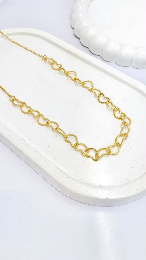 Chocker Cora��es Elo Dourado