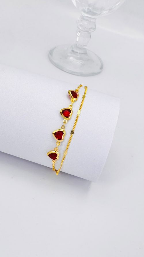 Pulseira Dupla Tifanny Cora��o Dourado