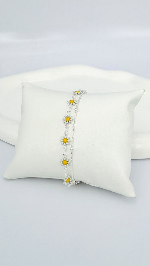 Pulseira Dupla Margarida Prata
