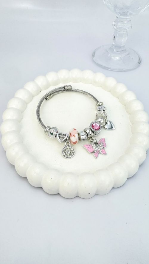 Pulseira Inspira��o Pandora Borboleta Prata Infantojuvenil/Adulto