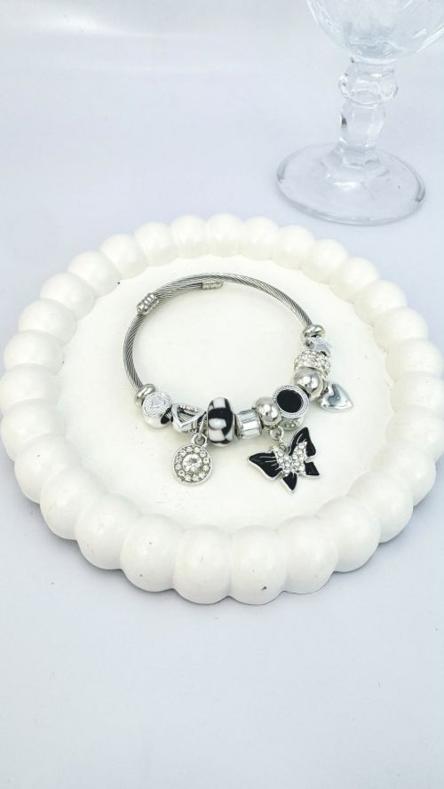 Pulseira Inspira��o Pandora Borboleta Prata Infantojuvenil/Adulto