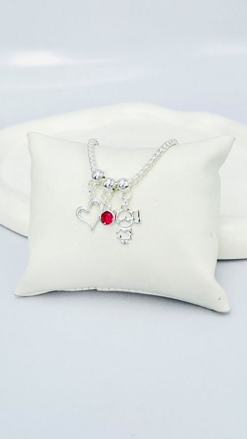 Pulseira Filhos Cora��o de M�e Prata Menina